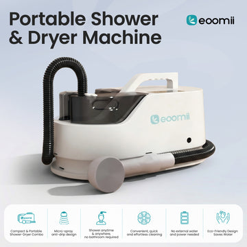 Portable Shower&Dryer Machine: for Elderly, Mobility Limited, Pregnant Women, and Those Recovering from Surgery,Quick Shower anywhere on Bed or Sofa, Entire Body Wash,Wash&Dry in 1 step Crescent White (Premium Version)