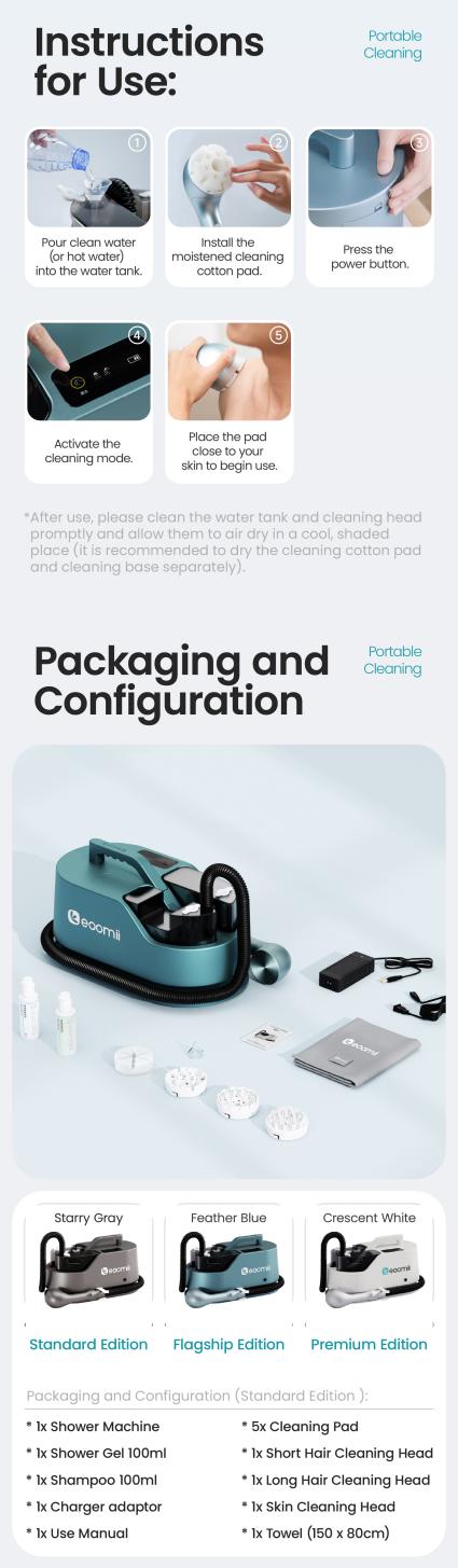 Portable Micro-Water Shower (for Humans) Crescent White