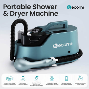 Portable Shower & Dryer Machine： for Camping/ Road Trip/RV travel/ Outdoor Enthusiasts,Wash&Dry in 1 Step,90% Water Saving, No Plumbing Needed, Shower Anytime Anywhere(Feather Blue Luxury Version)
