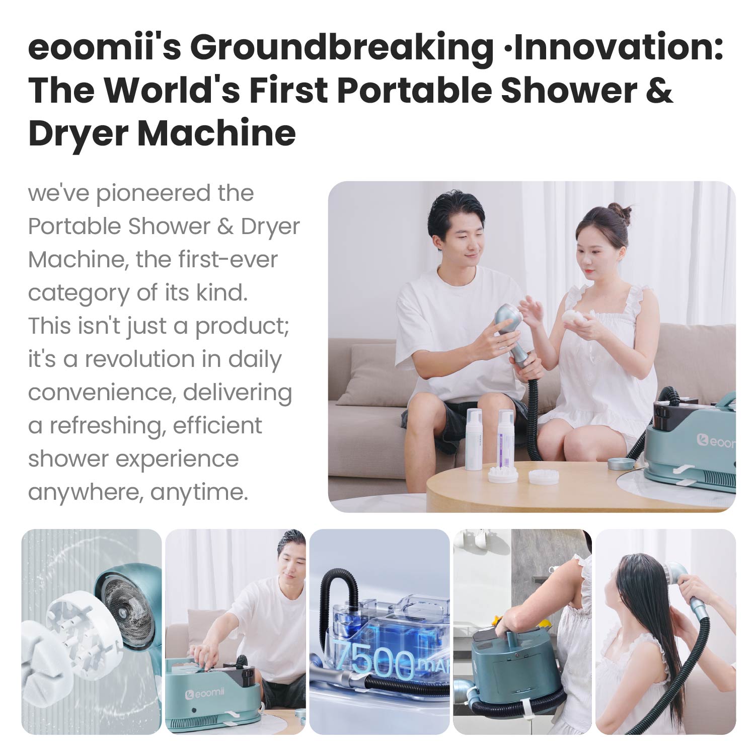 Portable Shower & Dryer Machine (for Humans) Crescent White