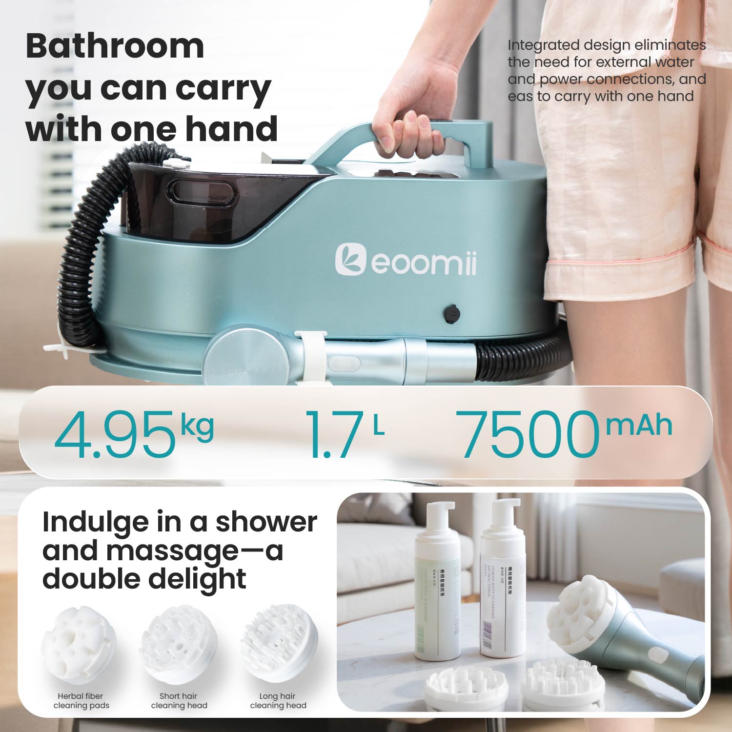 Portable Shower & Dryer Machine (for Humans) Crescent White